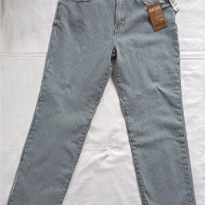 Kensie Vintage Railroad Stripe Jeans - Blue/White